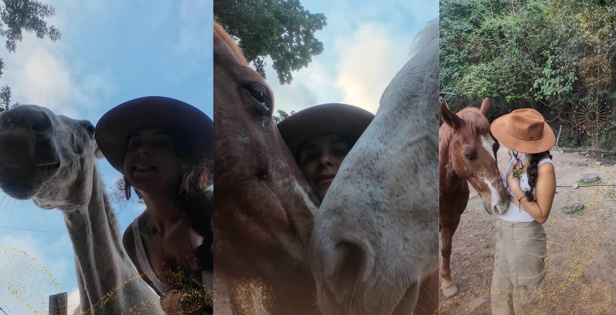 Erika con los caballos de NARÄ en Puerto Vallarta